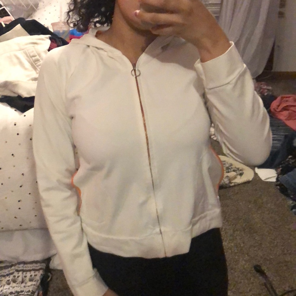 White with orange accents Loft jacket